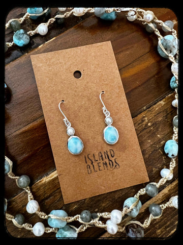 Larimar & Pearl Drop Earrings *0081