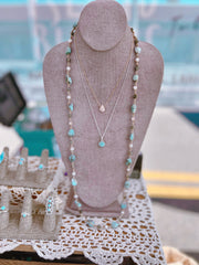 Long Larimar Nugget Necklace *0057