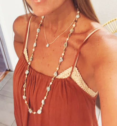 Long Larimar Nugget Necklace *0057