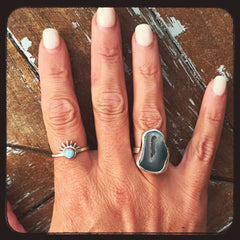 Seafoam Agate Adjustable Ring