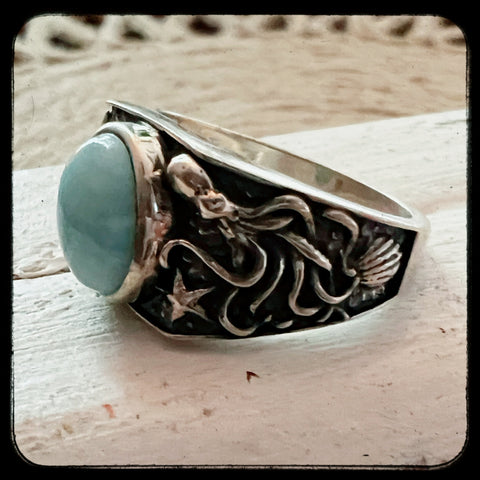 Octopus Larimar Ring •0025