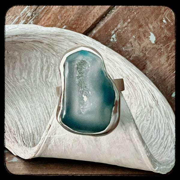 Seafoam Agate Adjustable Ring