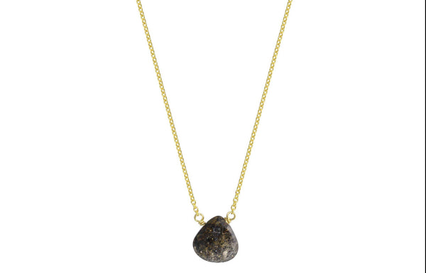 Black Sunstone Drop Necklace *0200