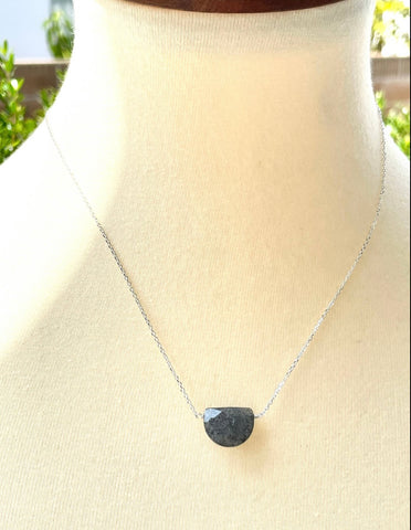 Black Sunstone Half Moon Necklace *0201