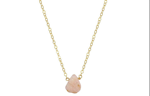 Raw Pink Opal Gold Necklace